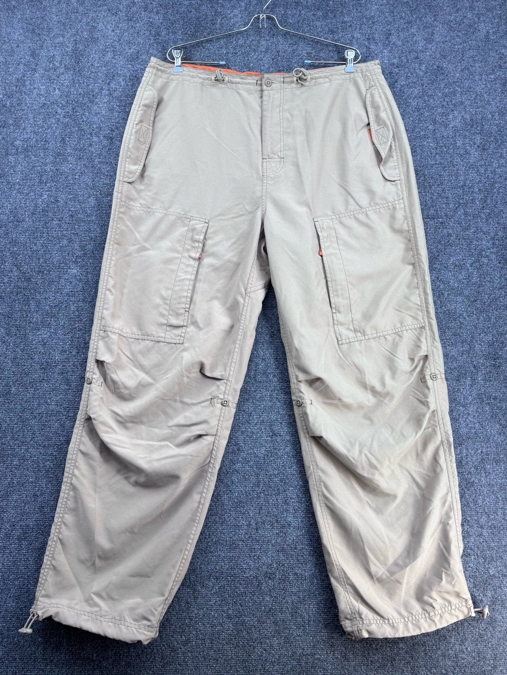 VTG Y2K Gap Tan Gorpcore Tech Micro Baggy Parachute Cargo Pants Men’s L